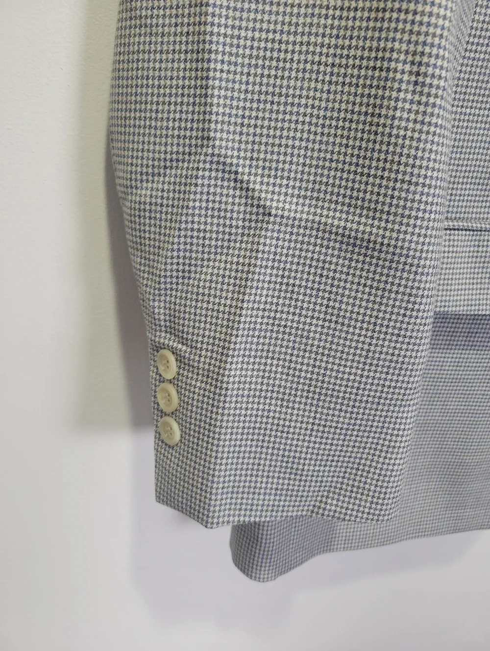 Lauren Ralph Lauren Houndstooth Blazer Jacket Mens 42S 100% Wool Tan Sport Coat